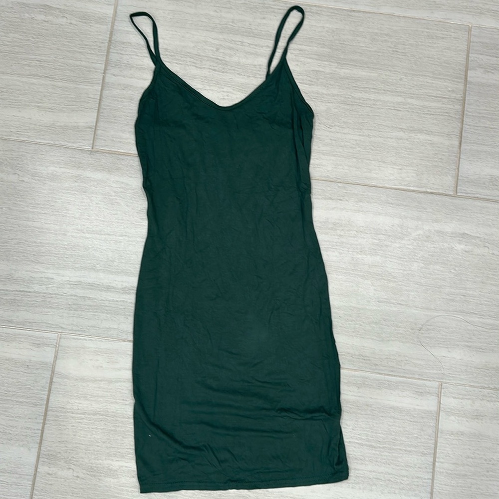 Green spaghetti strap dress